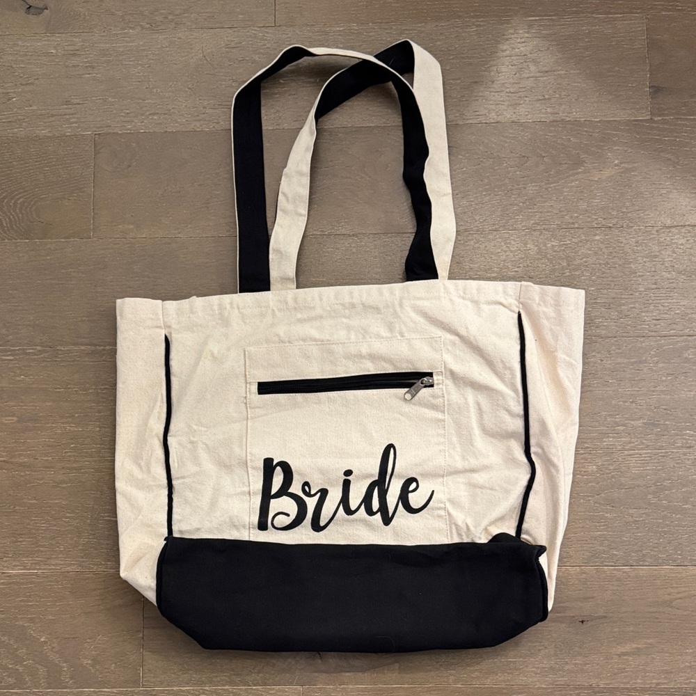Bride Canvas Tote Bag - Black and Cream